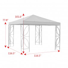 Costway Patio 10'x10' Square Gazebo Canopy Tent Steel Frame Shelter Awning W/Beige Cover   